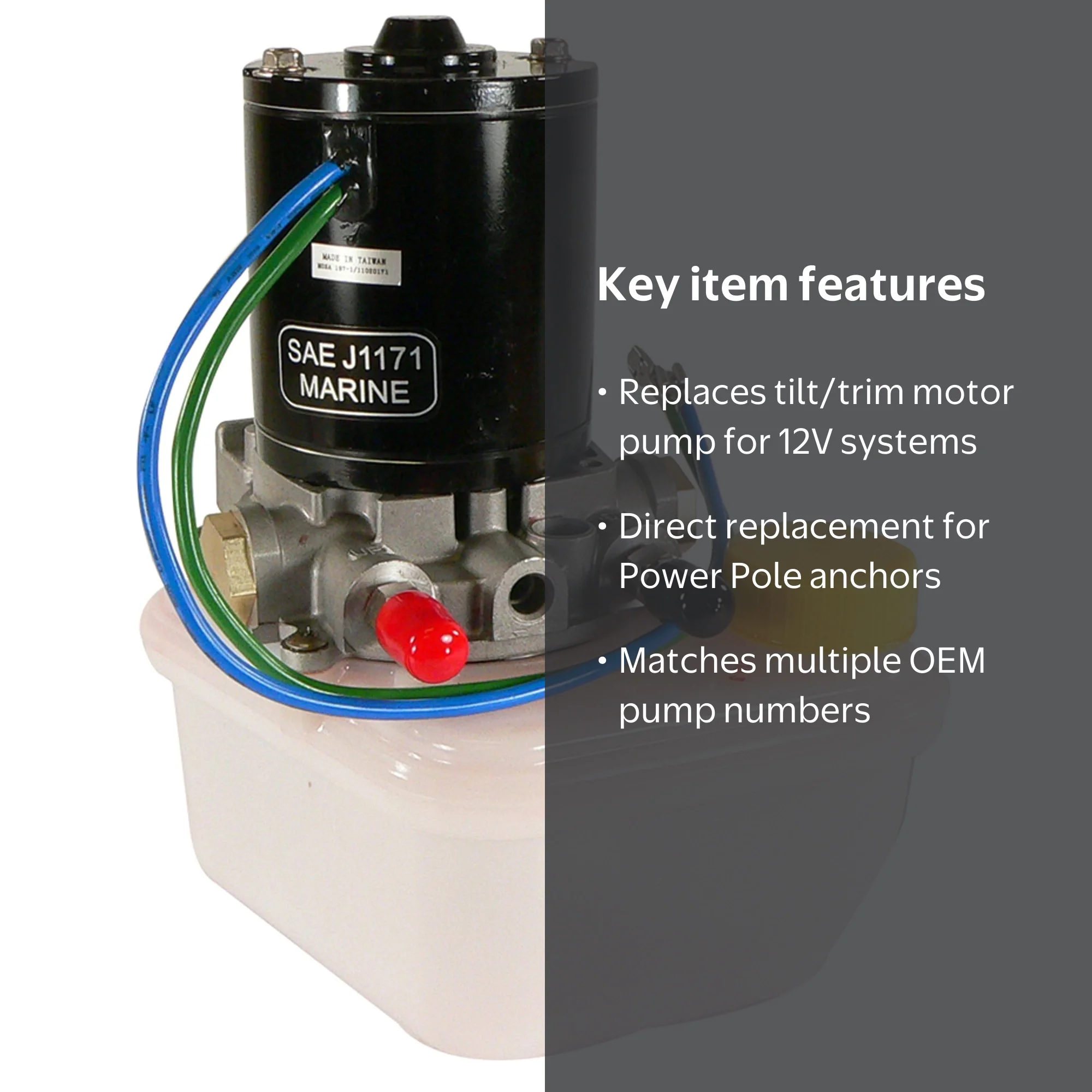 TRM0089 Tilt Trim Motor Pump & Reservoir For Power Pole Sportsman