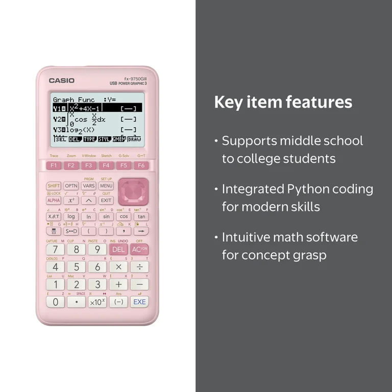 Casio FX-9750Glll-PK Power Handheld Electronic Battery Operated