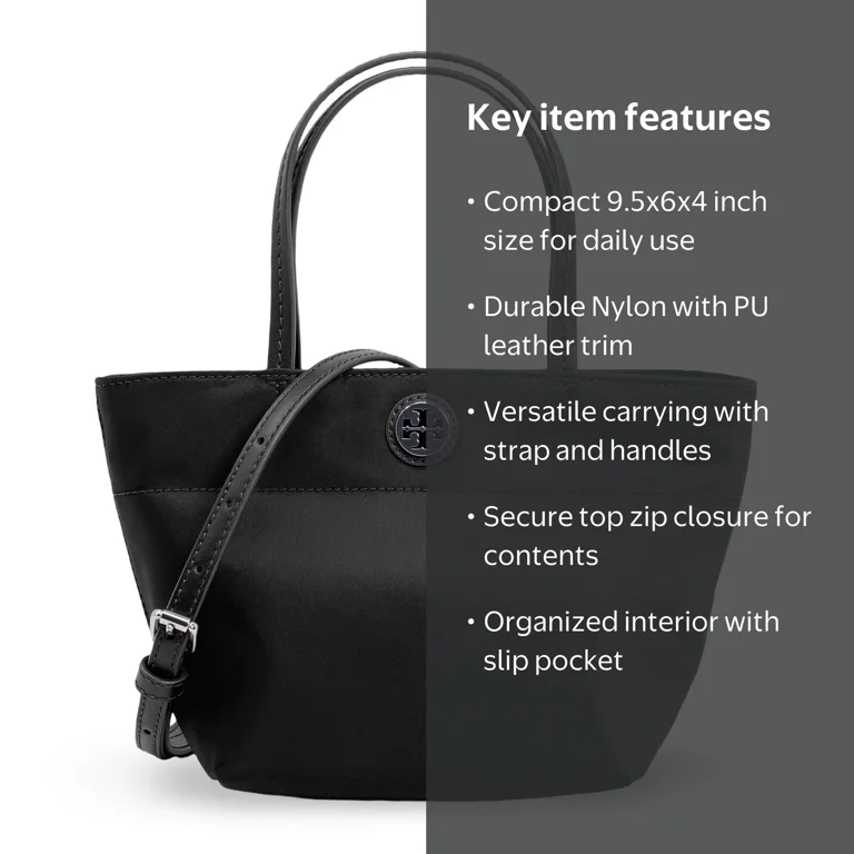 Tory Burch Women's Small Nylon Top-Zip Crossbody Bag (Black