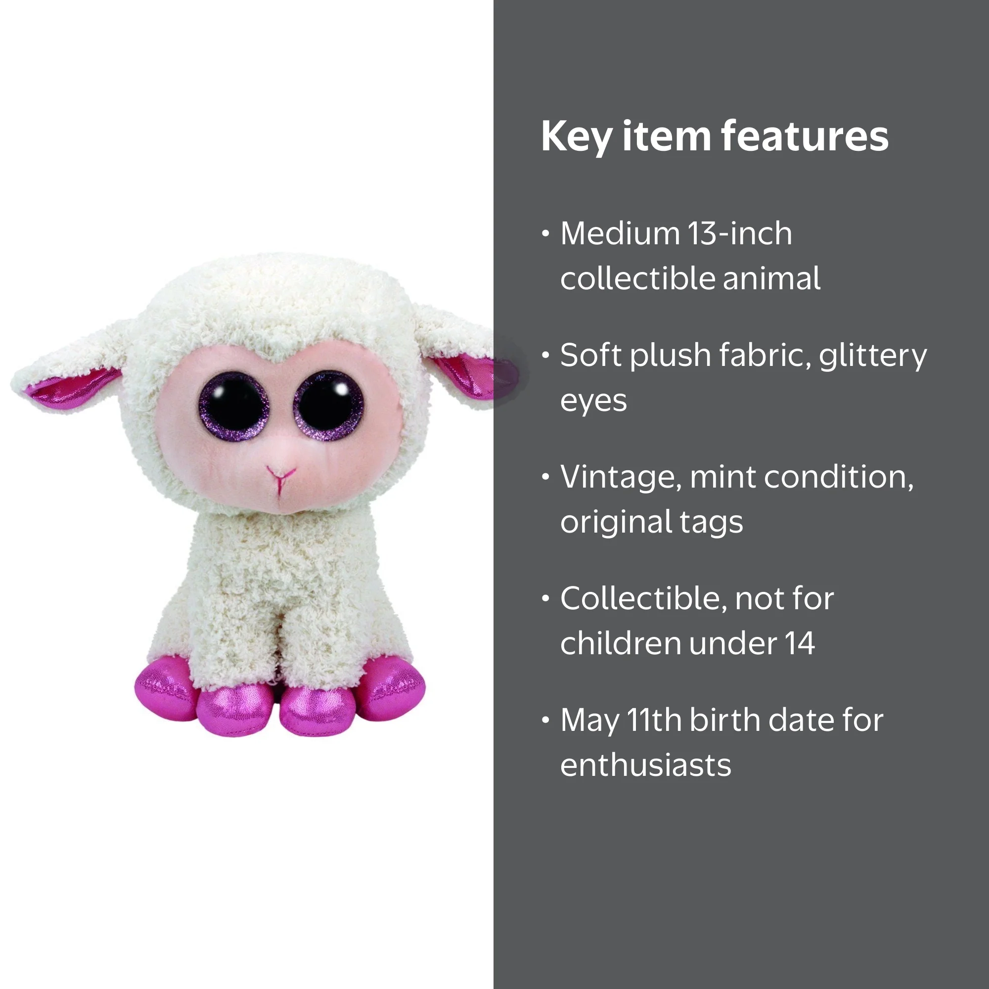 Twinkle Lamb Beanie Boo Medium 13 inch - Stuffed Animal by Ty
