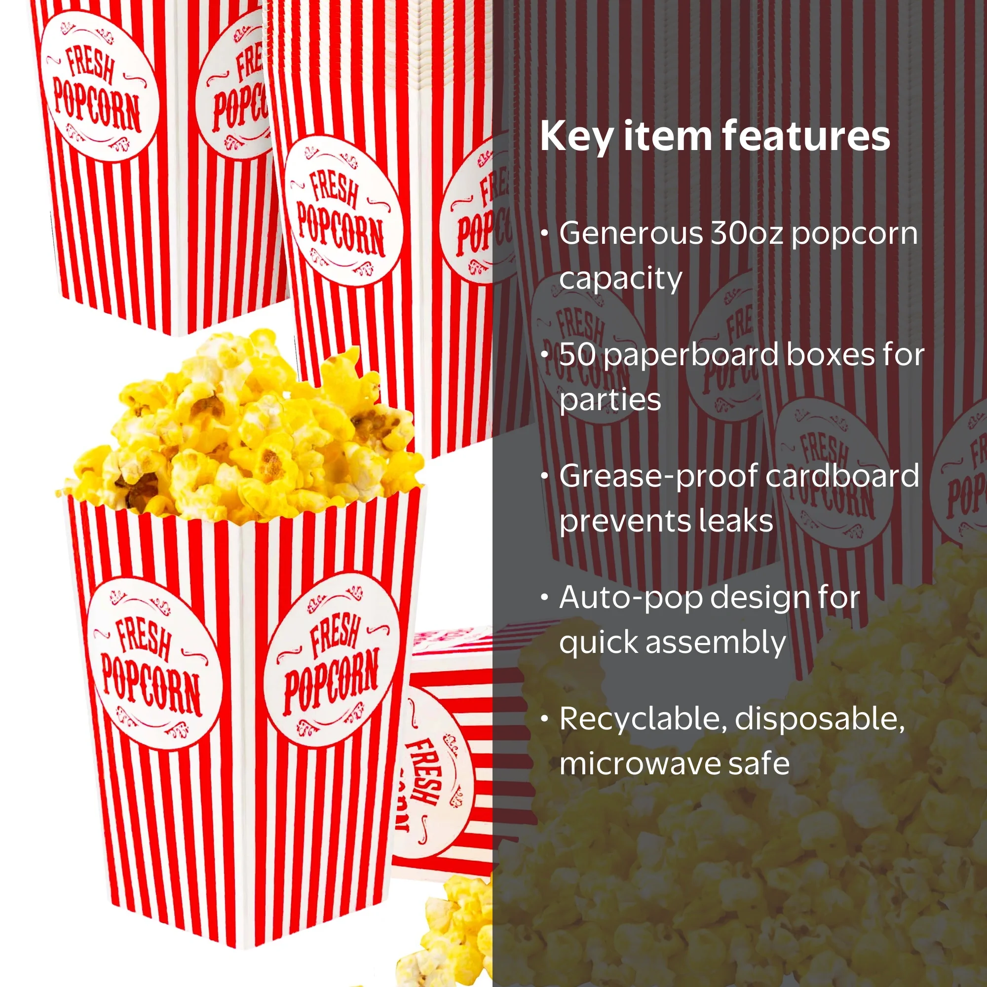 ELAYARD 40er-Pack Gestreifte Popcornboxen Aus Papie Produktbild-Vorschau 1