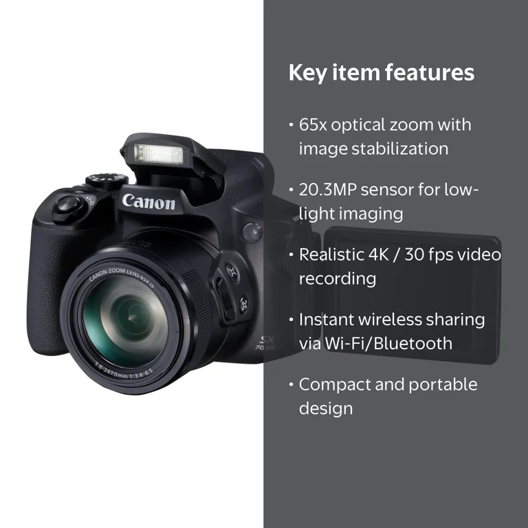 Canon, Digital Camera, SX70 HS, 20.3 MP, 65x Optical Zoom