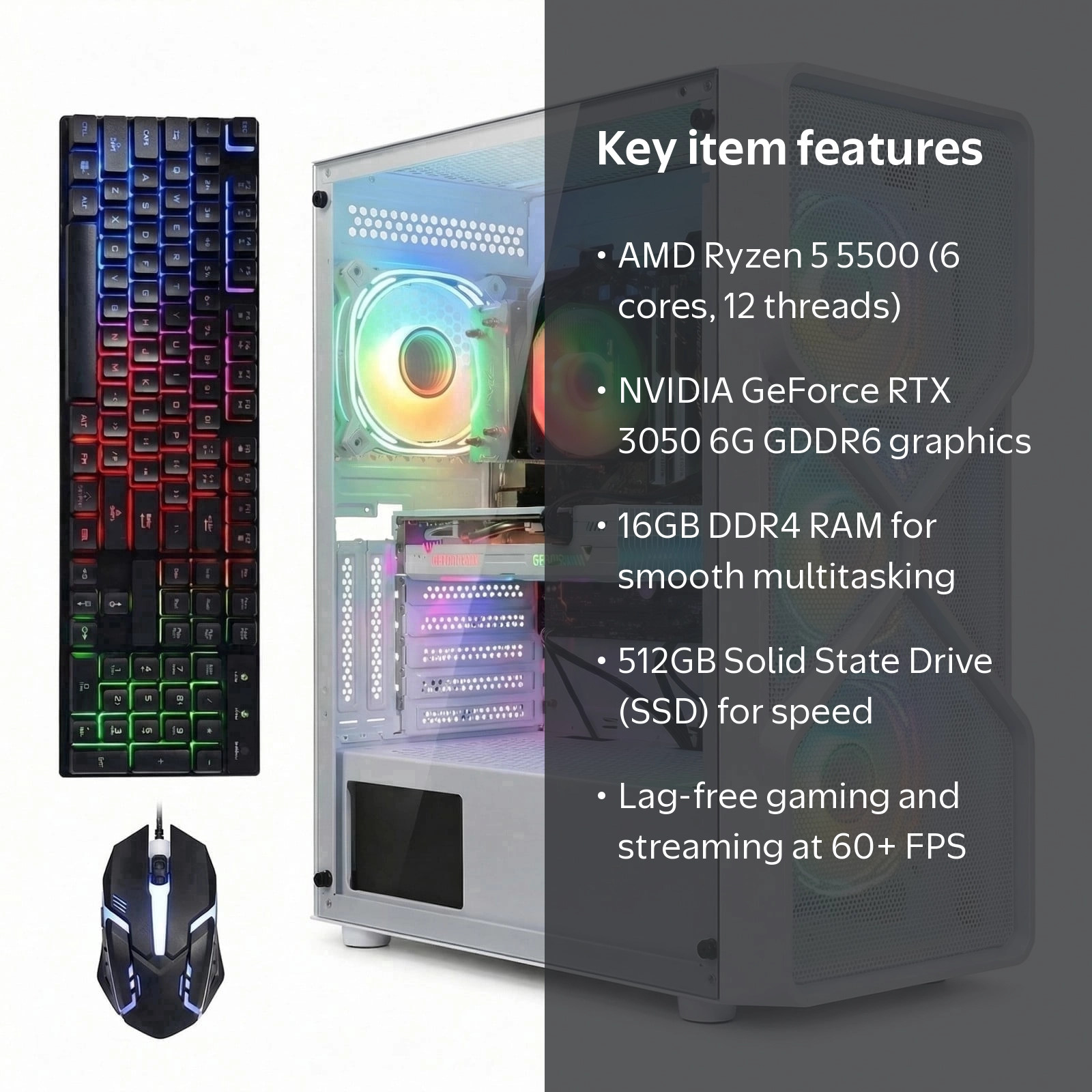 STGAubron Gaming Desktop PC, AMD Ryzen 5 5500 up to 4.2Ghz, RTX