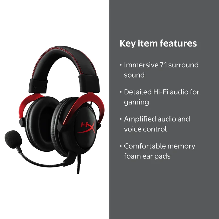 HyperX Gaming Headset with 7.1 Surround Sound and Memory Foam Ear