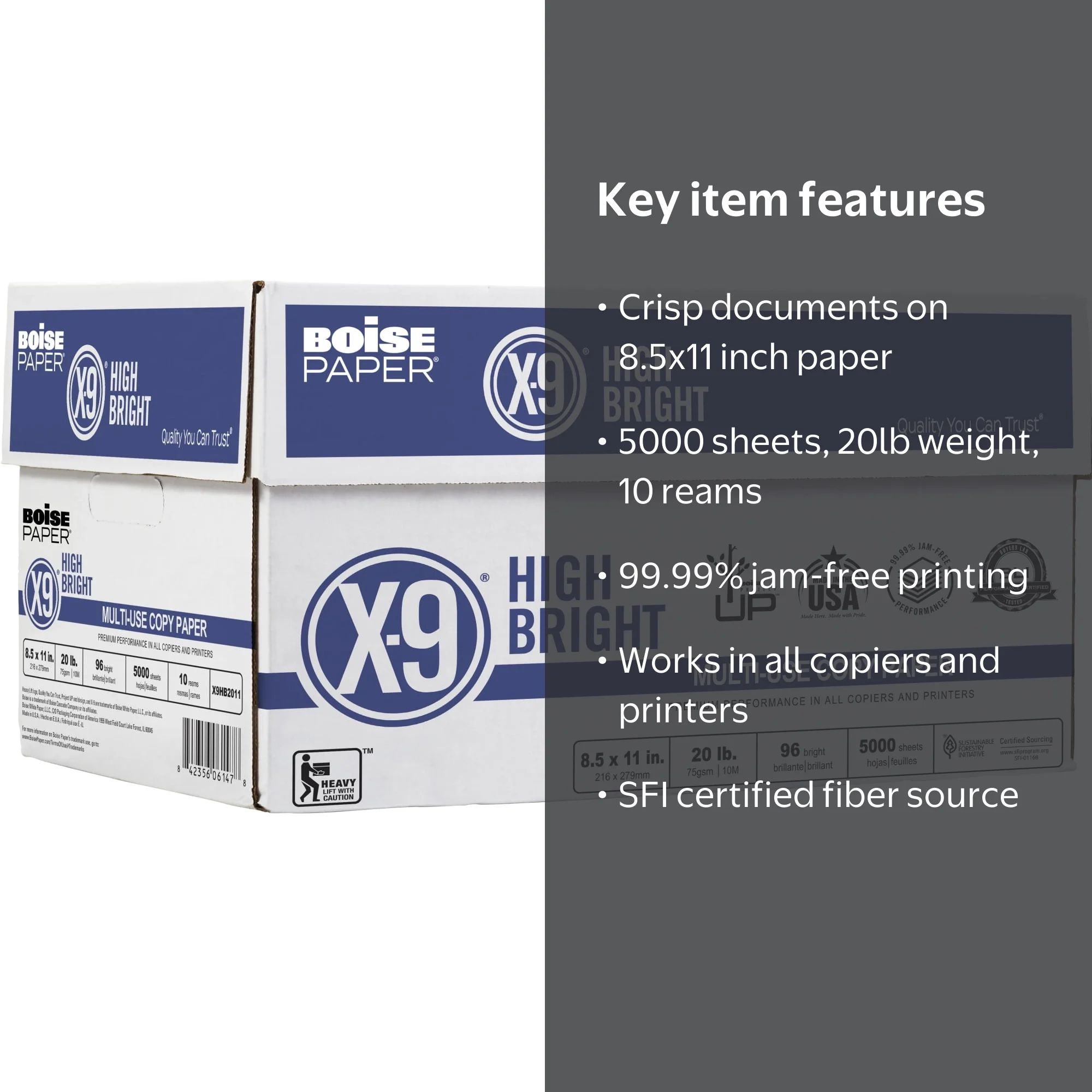 Boise, High Bright Multi-Use Copy Paper, 8.5x11, 96 Bright White