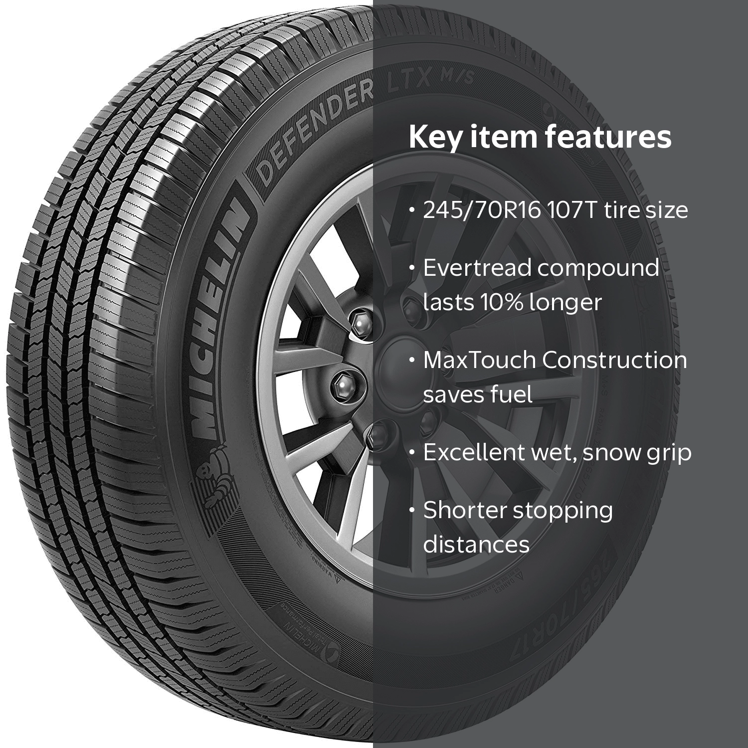 Michelin Defender LTX M/S All-Season 245/70R16 107T Tire - Walmart.com