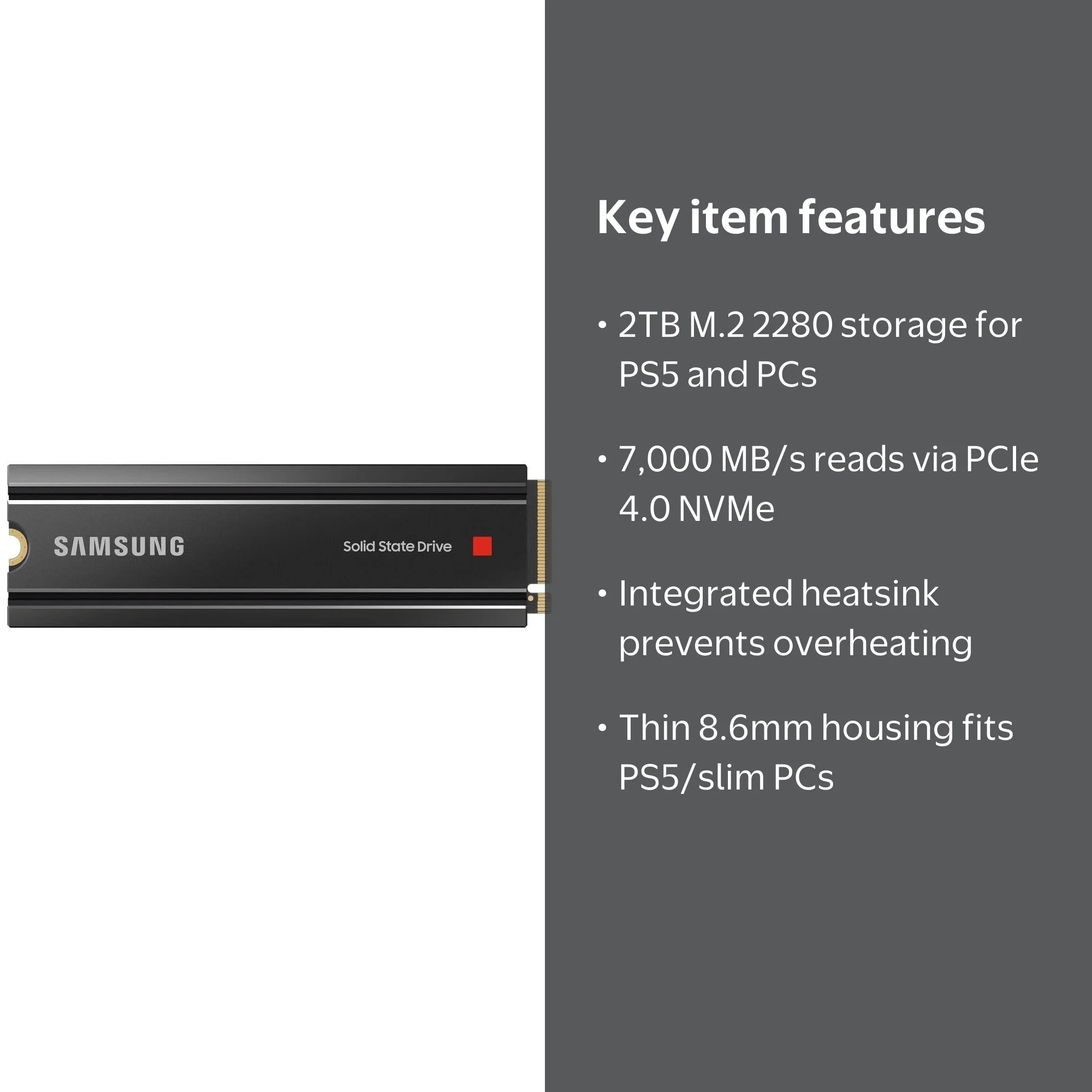 SAMSUNG 980 PRO M.2 2TB PCIe 4.0 SSD w/ Heatsink - High