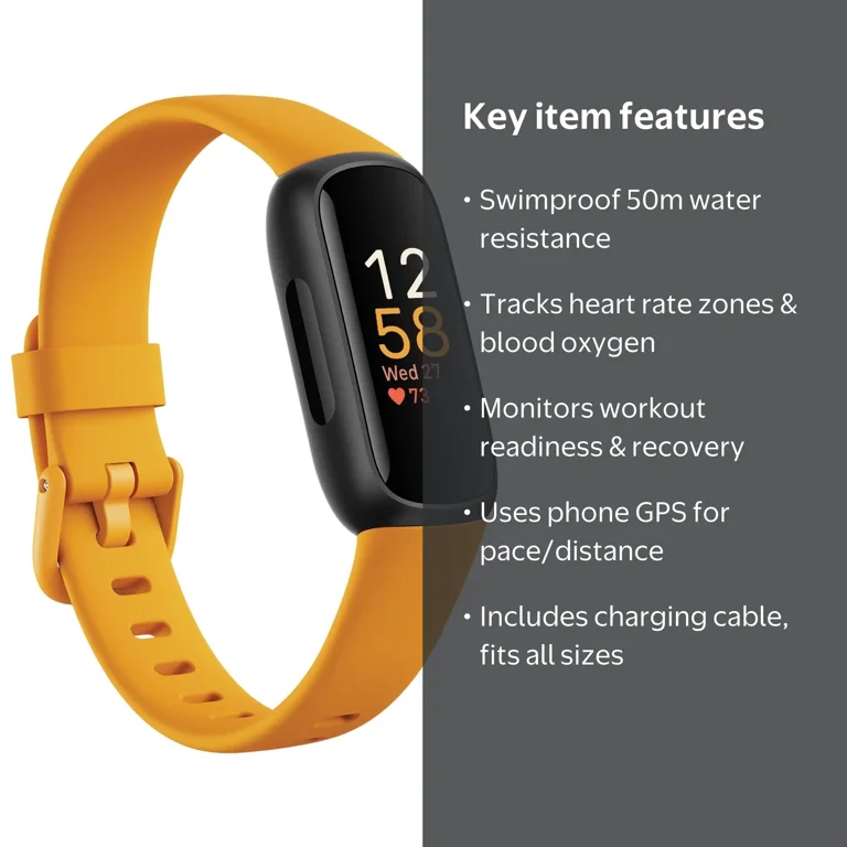 トレーニング用品 fitbit inspire 3 black case&morning glow Fitbit, Health & Fitness Tracker, Inspire 3, Morning Glow / Black