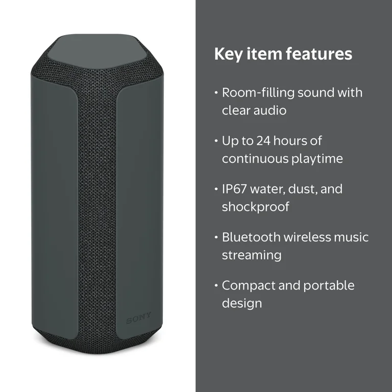 Sony SRS-XE300 Wireless Portable Bluetooth Speaker, IP67 dustproof