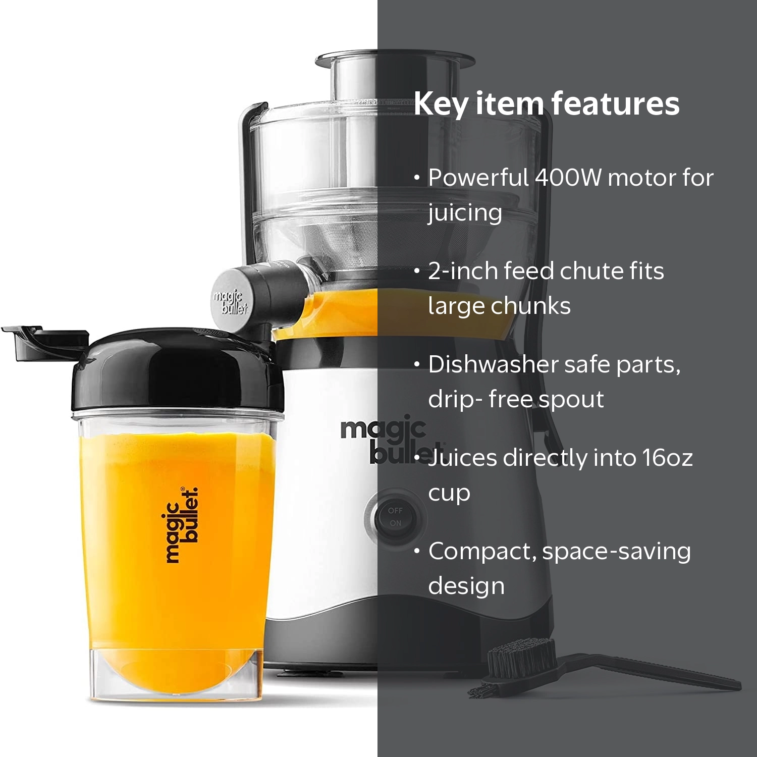 MagicBullet, Mini Juicer, 400 W, with 16 oz Cup & Spill-Free Lid