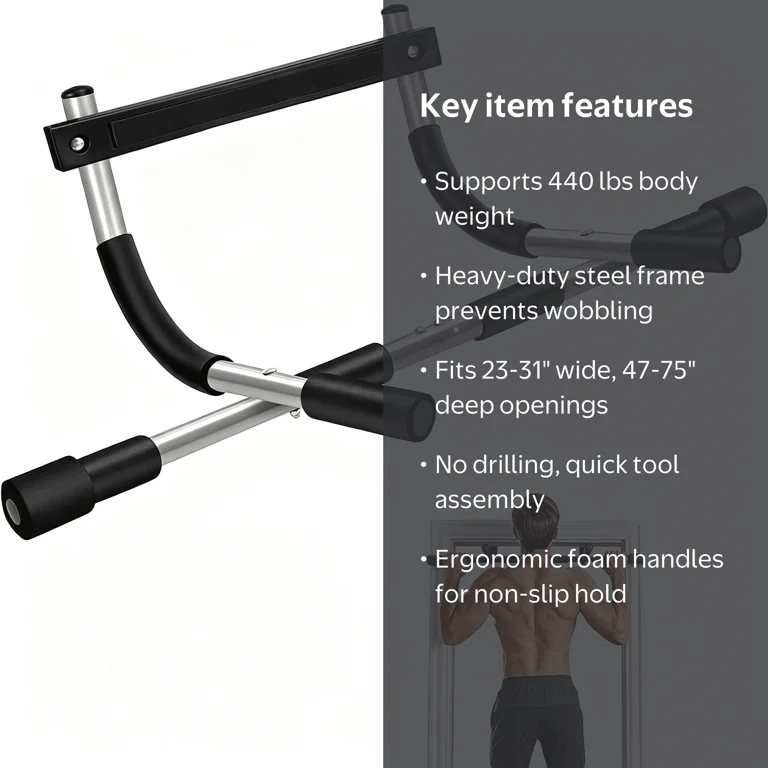 Indoor Gym Pull Up Bar for Doorway, Portable Chin Up Bar, Strength