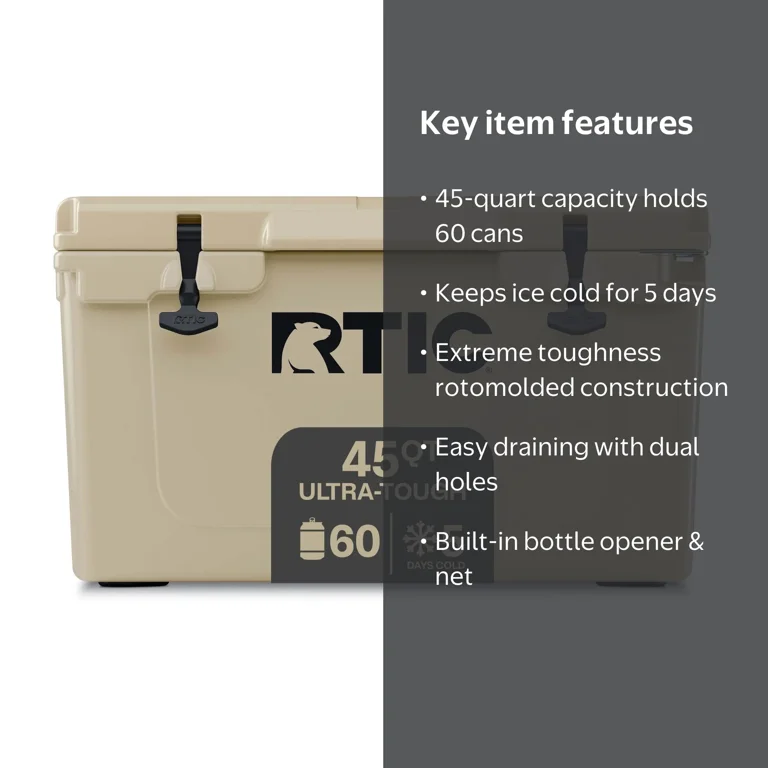 RTIC 45 QT Ultra-Tough Rotomolded Hard-Sided Cooler Fits 60 Cans