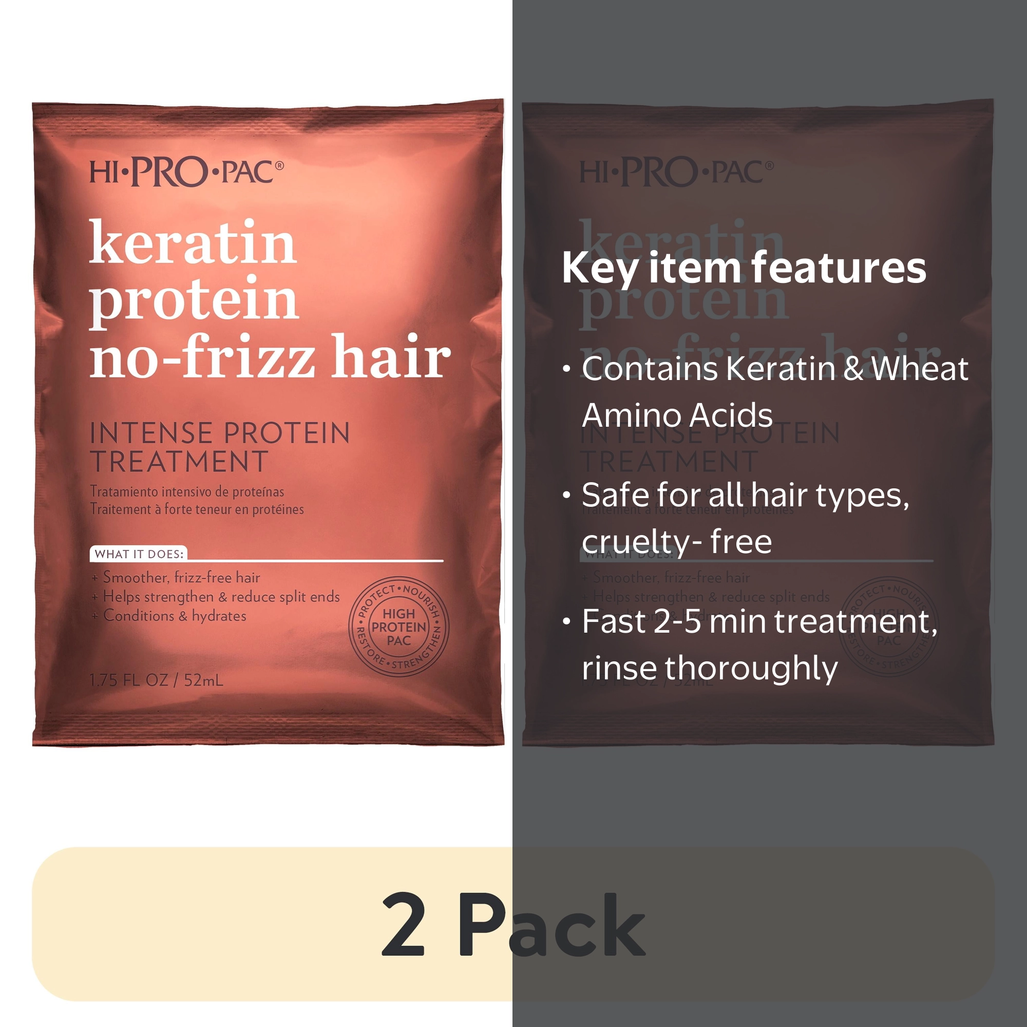 2 pack) Hi-Pro-Pac Intense Keratin Protein No-Frizz Hair Treatment