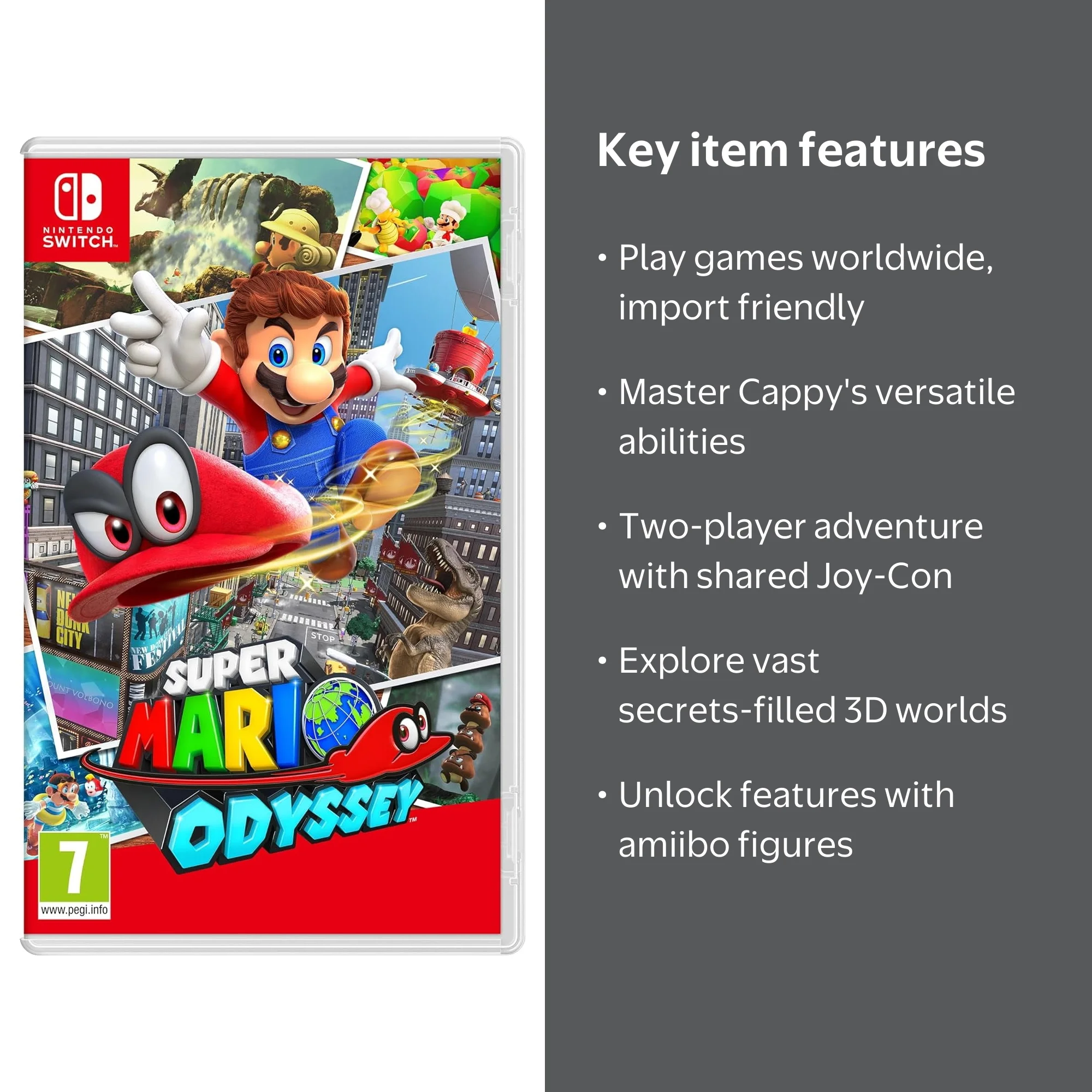 Nintendo Switch Super Mario Odyssey - Explore 3D Kingdoms, Cappy