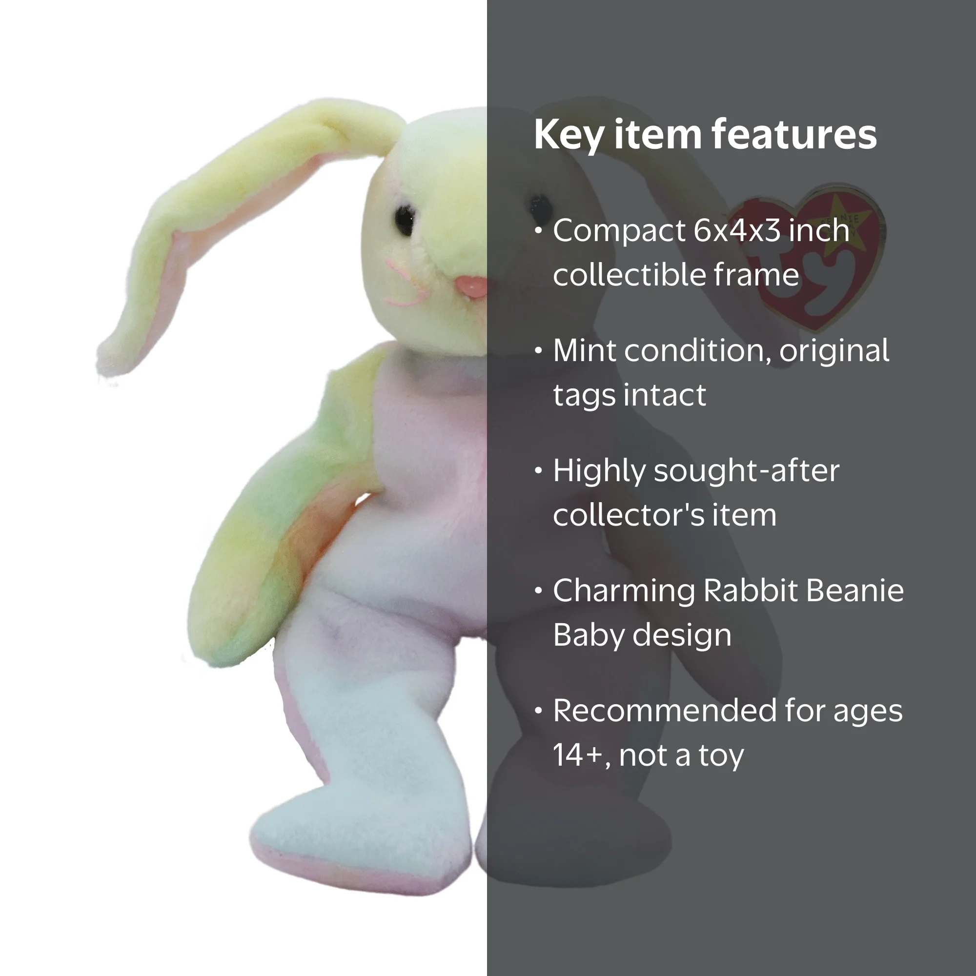 Ty Beanie Baby, Hippie the Bunny, Stuffed Animal, Mint Condition