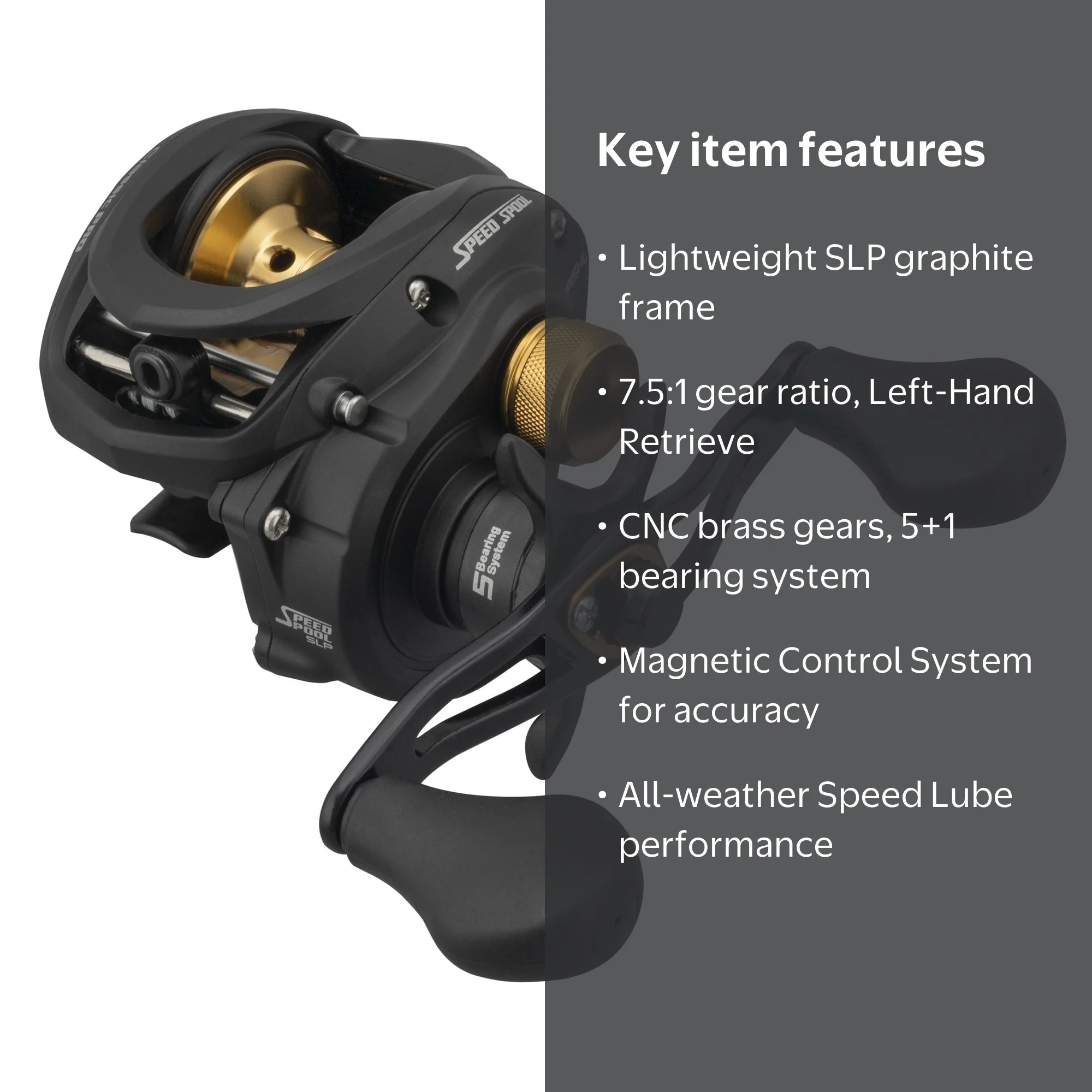 Lew's Classic Pro Speed Spool SLP Baitcast Reel, 7.5:1, Left-Hand