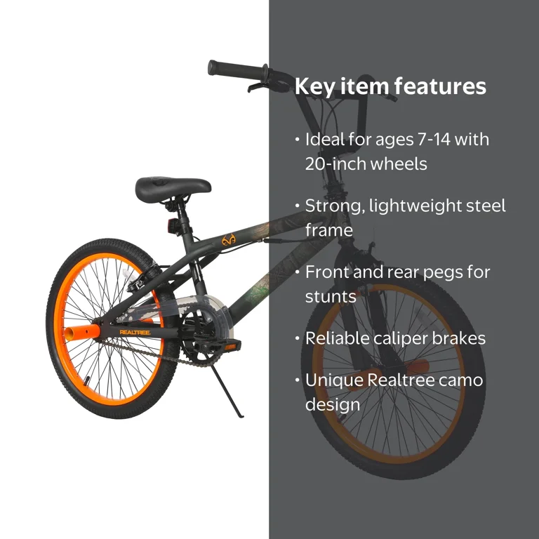 Free Shipping! Realtree Boys 20-inch BMX Style Bike for Ages 7-14