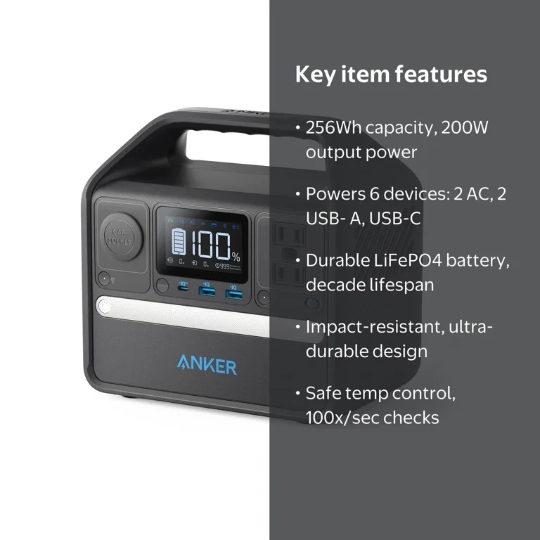 Anker, PowerHouse 521 Power Station, 256Wh/200W, Black - Walmart.com