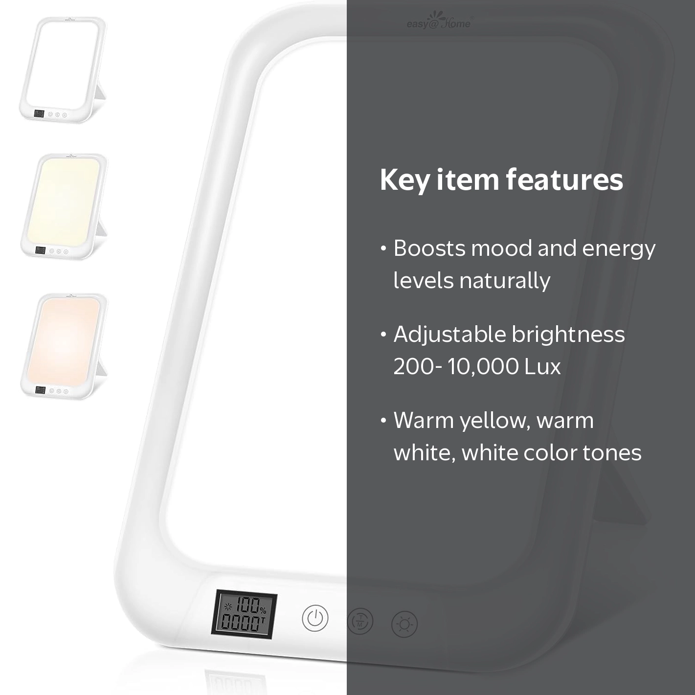 Easy@Home, Light Therapy Lamp, Adjustable, White, UV-Free, Compact