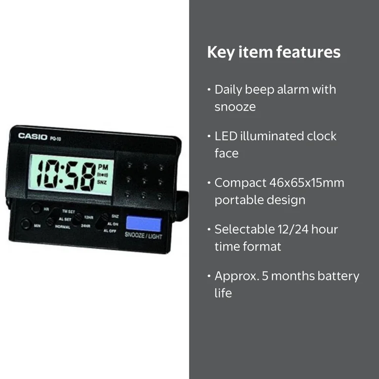 Casio Table Digital LED Alarm Clock - Walmart.com