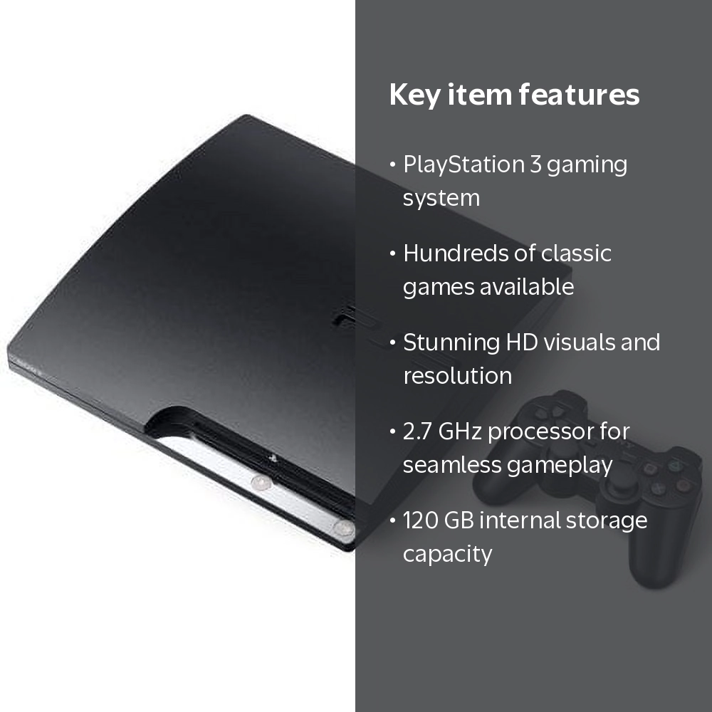 Sony, Restored PlayStation 3 Slim Console, 120GB, CECH-2001A