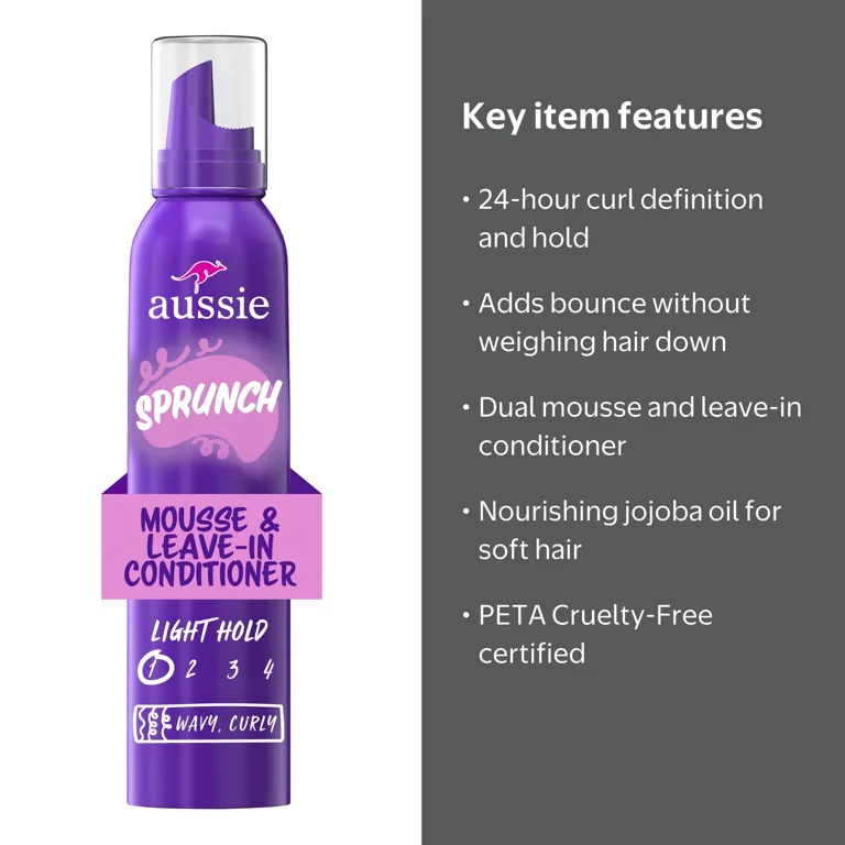 Aussie Sprunch Mousse and Leave-in Conditioner, 6 oz, Curl