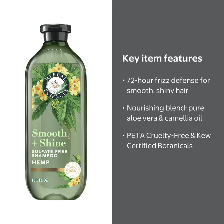 Herbal Essences Smooth + Shine Hemp Sulfate Free Shampoo, 13.5 fl