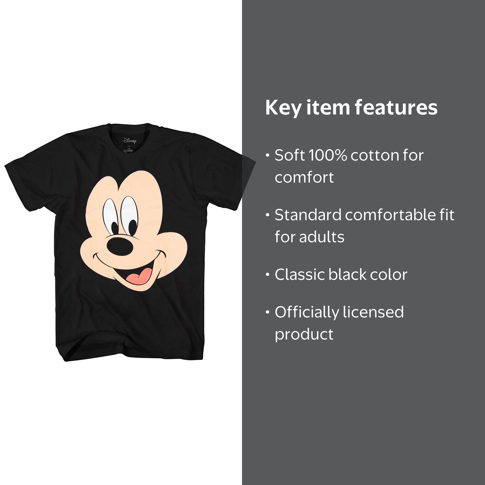 Disney Mickey Mouse Face Big Smile Graphic Adult T-Shirt - Walmart.com