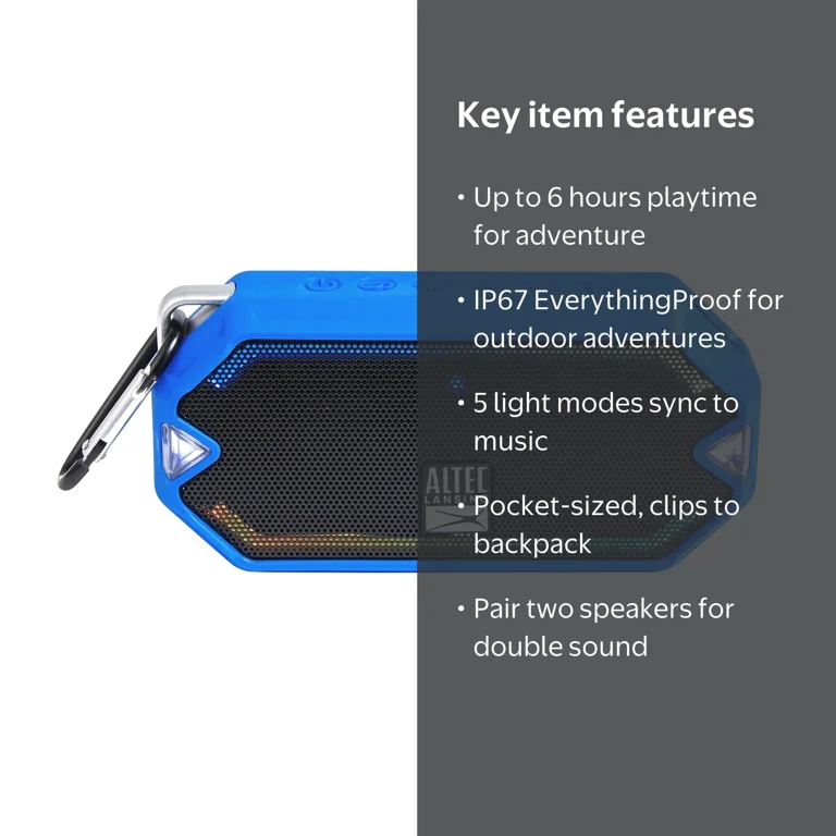 ASUMICLAB アスミックラボ Blu-ray Altec Lansing HydraMini Bluetooth Speaker, Waterproof, 6Hrs