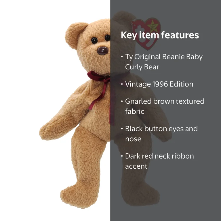 Ty Curly the Bear Vintage Collectible Beanie Baby Mint Tag 6x4x3