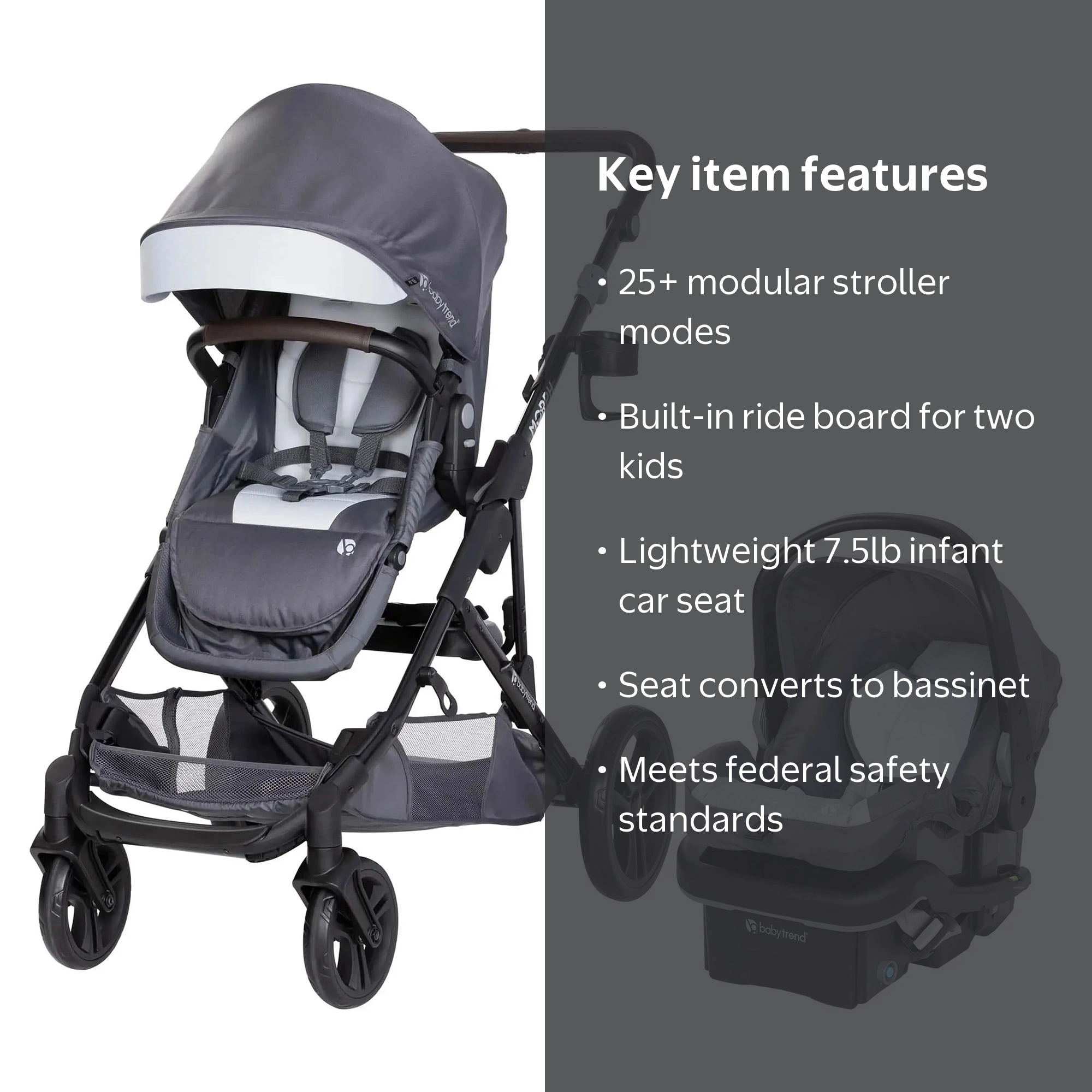 mmmmtr_babyページ Baby Trend, Morph Single to Double Modular Travel System, Gray