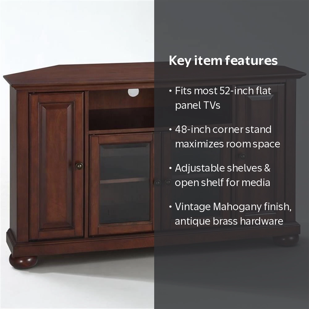 Crosley, Alexandria Corner TV Stand, Vintage Mahogany, Fits 52