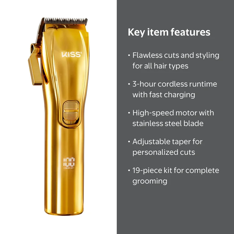KISS, Ultra Clean Cut Precision Blade Hair Clipper, 19 Pcs, Unisex