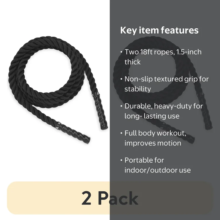 2 pack) Reebok Delta Battle Rope 18 ft - Walmart.com