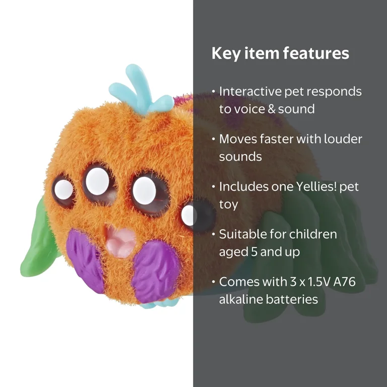 Interactive Yellies! Toots Voice-Activated Spider Pet for Ages 5