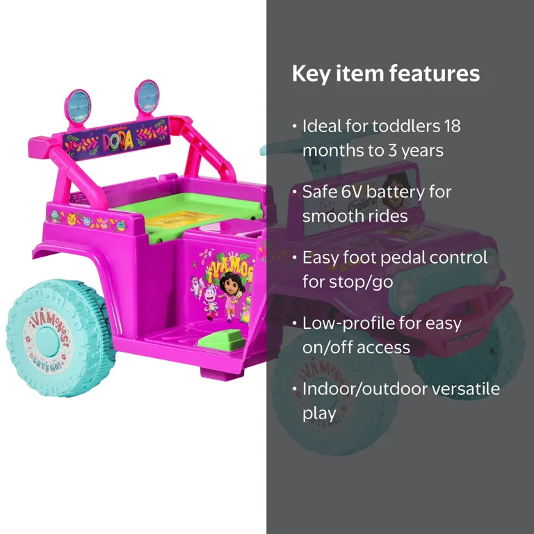 Dynacraft Dora the Explorer 6V Battery-Powered Ride-On for Ages 18