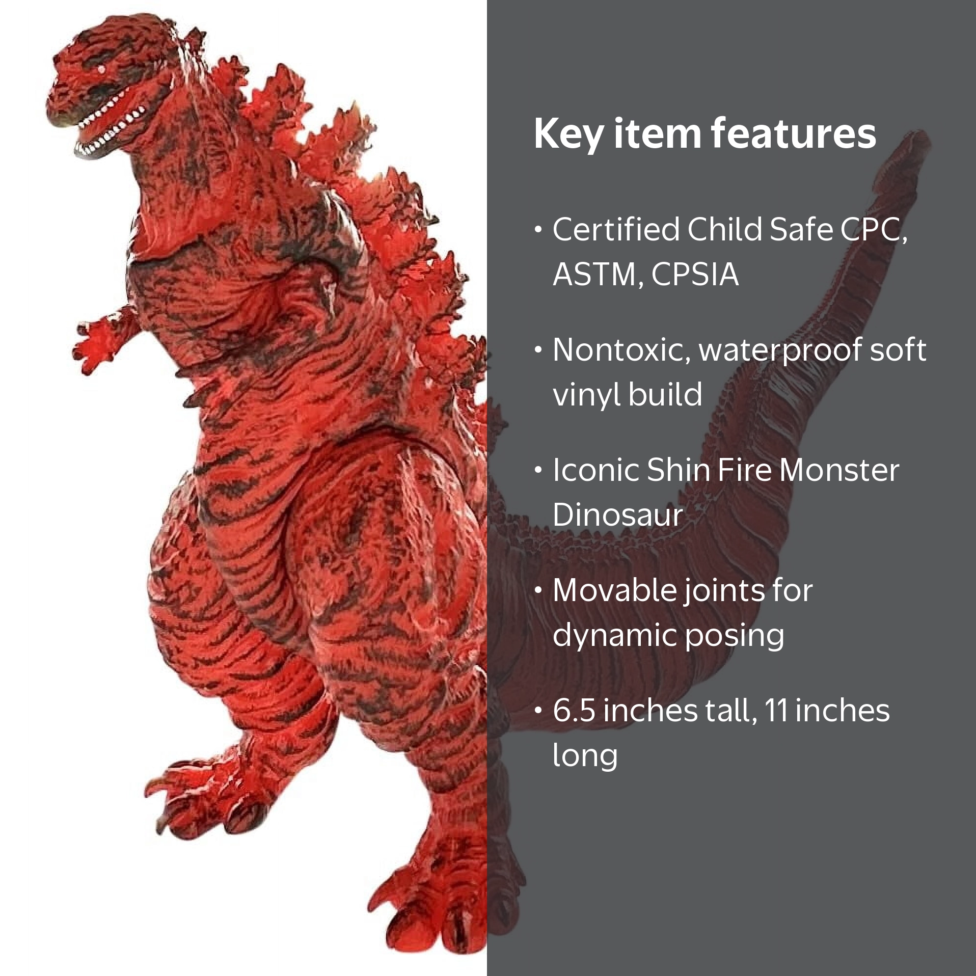 TwCare Legendary Fire Godzilla Toy, Flaming Series, Movable Joints