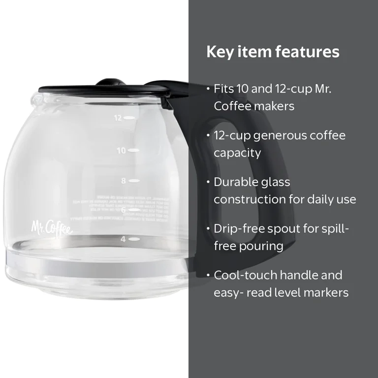Lid Mr Coffee Maker Replacement Carafe Coffee 12 Cup Glass Replacement Coffee Carafe For 10-12 Cup Makers 