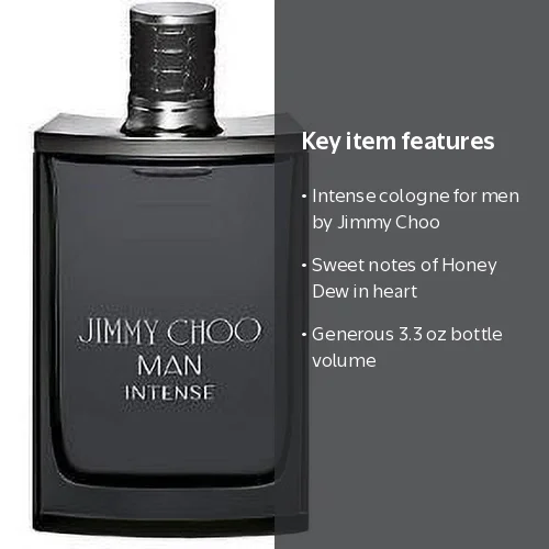 Jimmy Choo, Man Intense Eau De Toilette Spray, 3.3 oz, cologne for