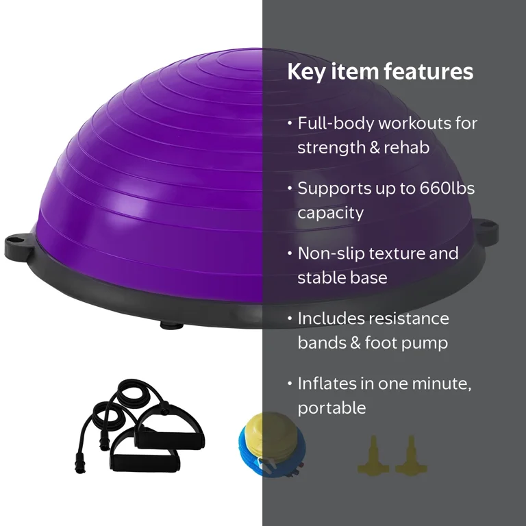 KFFKFF Half Balance Ball Trainer, 23-inch Stability Ball with a