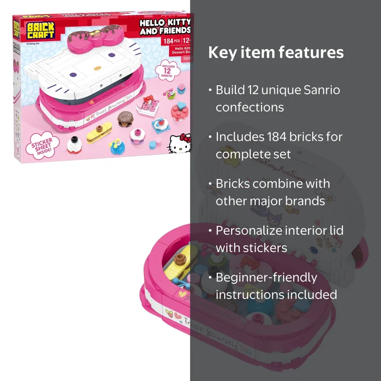 Brickcraft Hello Kitty Dessert Box Building Kit, 184 pcs, Sanrio