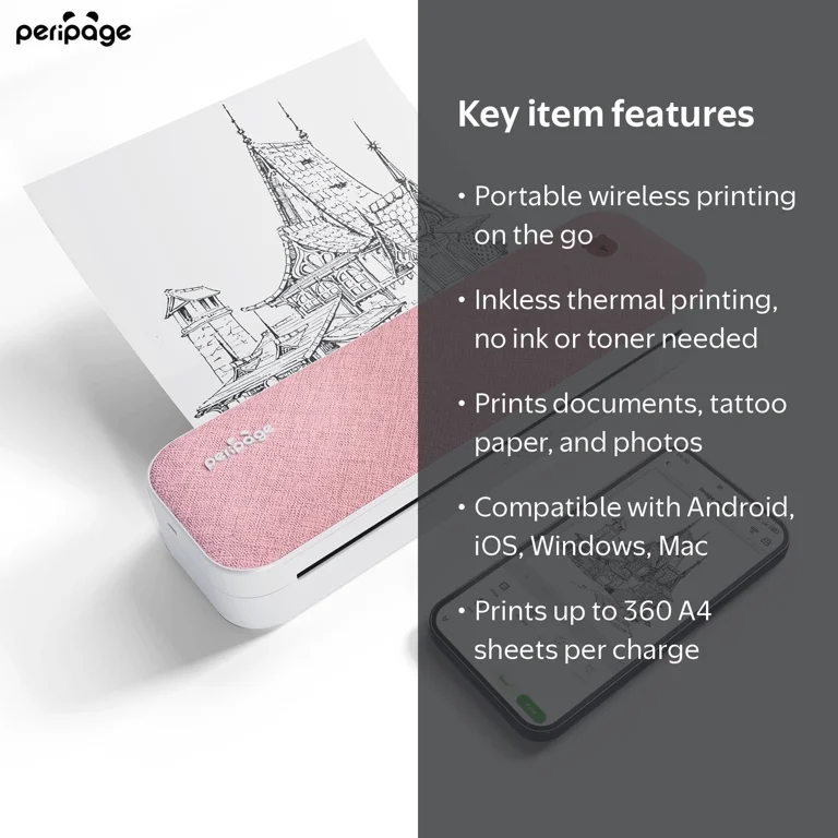 Peripage A40 Thermal, Portable, Wireless, Inkless, Bluetooth