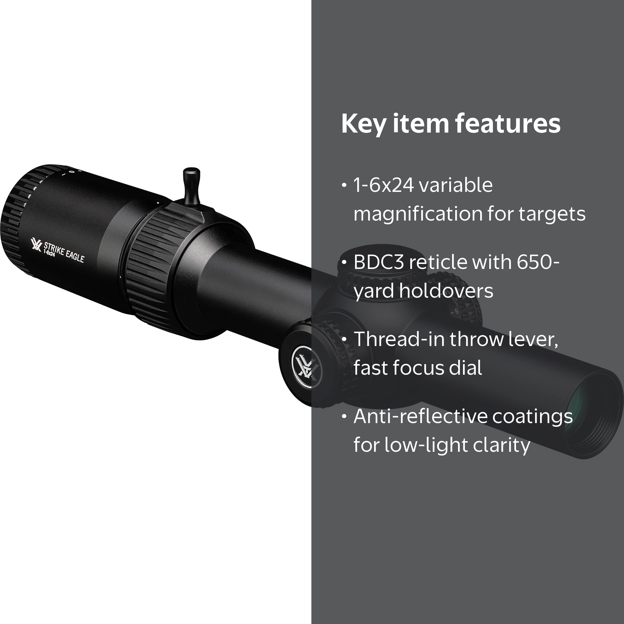 Vortex Optics Strike Eagle 1-6x24 Riflescope - AR BDC3 Reticle
