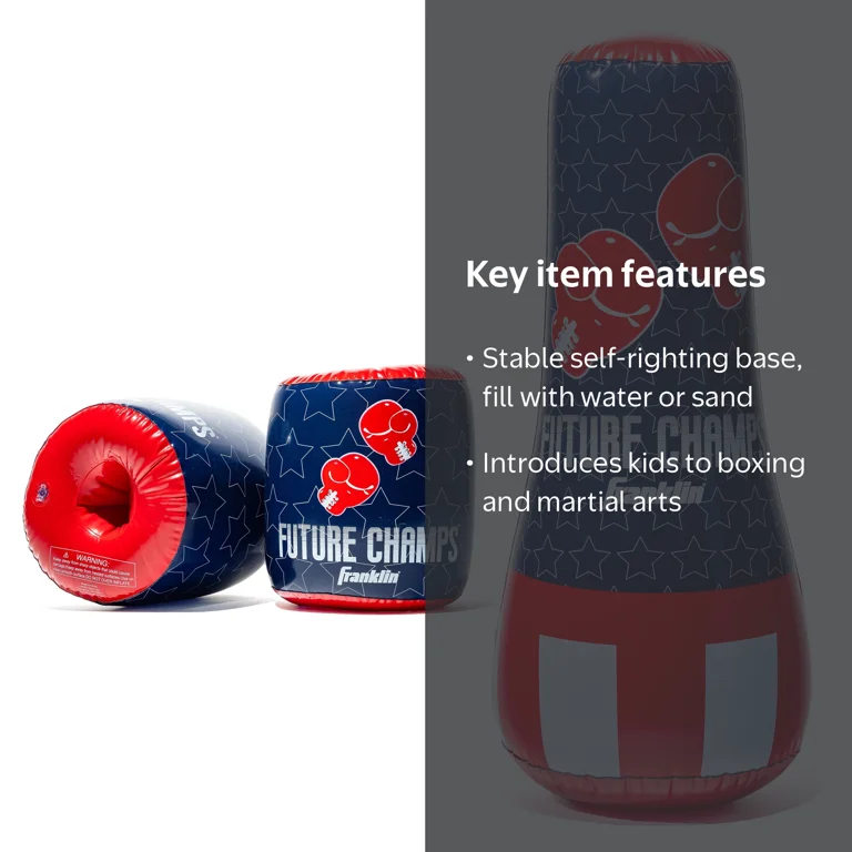 Franklin Sports Inflatable Kids Punching Bag + Boxing Gloves Set