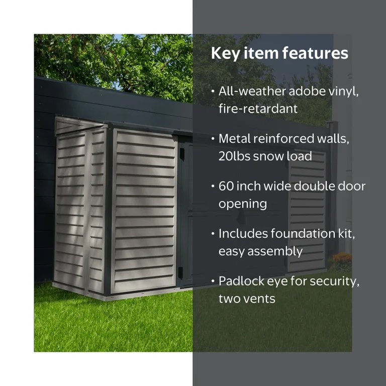 DuraMax SideMate Plus Pro 10x4 Vinyl Storage Shed with Double
