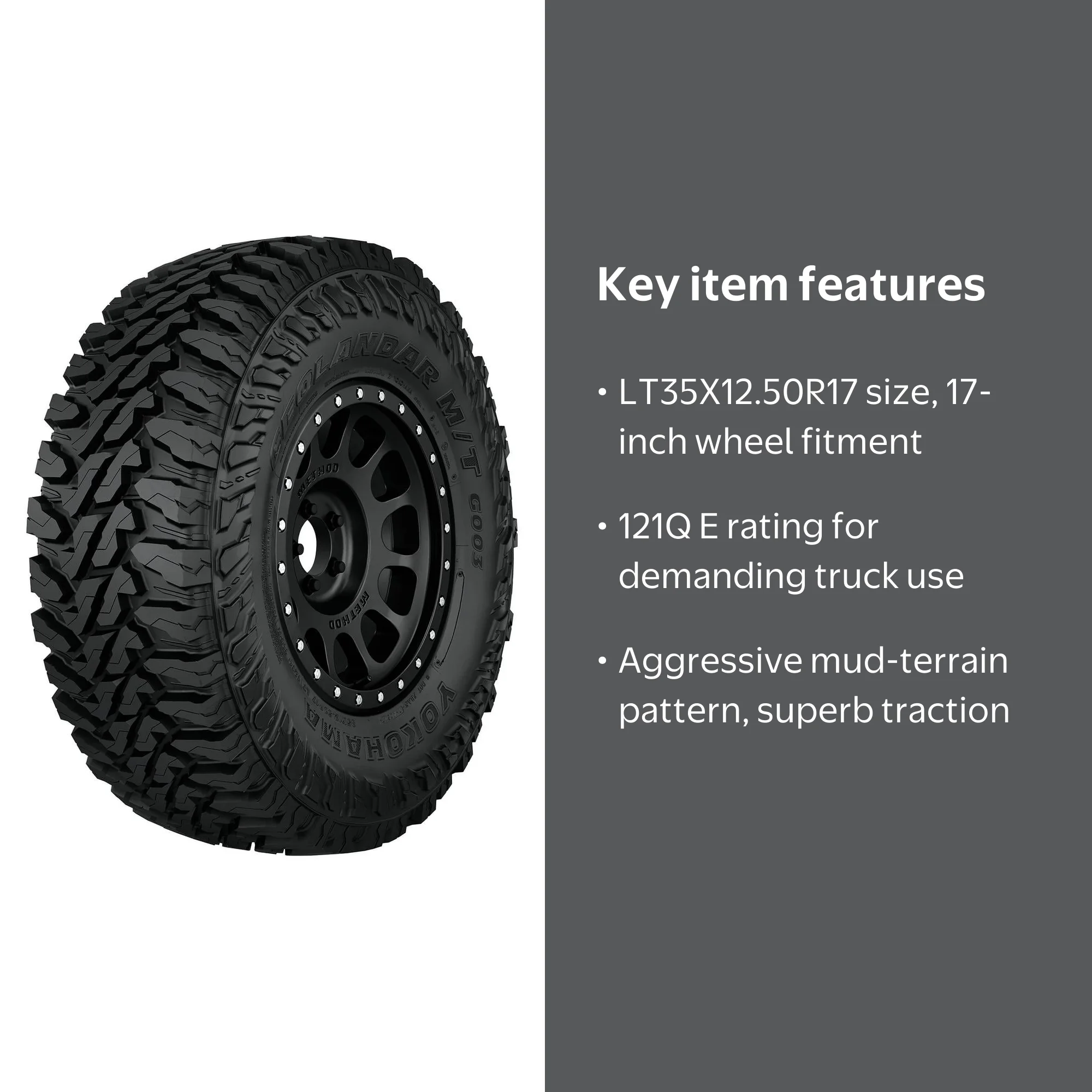 Yokohama Geolandar M/T G003 Mud Terrain LT35X12.50R17 121Q E Light