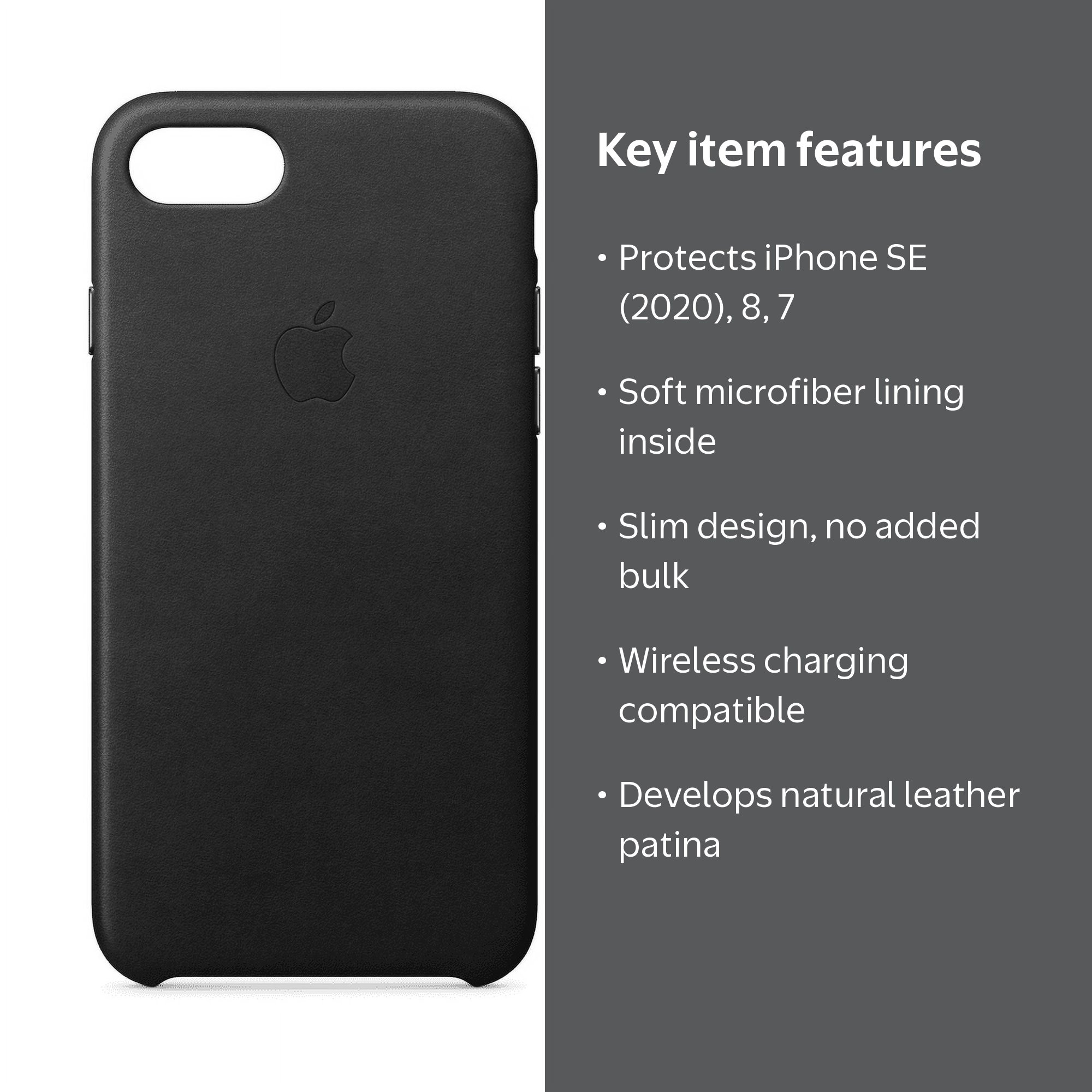 Apple Leather Case for iPhone SE (2020)/8/7 - Black - Walmart.com
