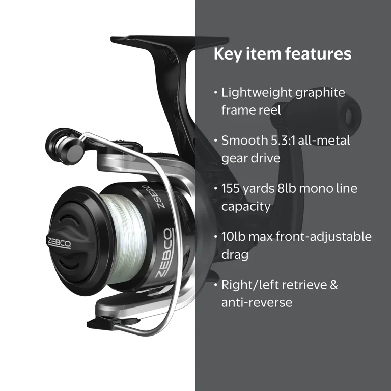 Zebco ZSE20 Spinning Fishing Reel, Size 20 Reel, Changeable Right