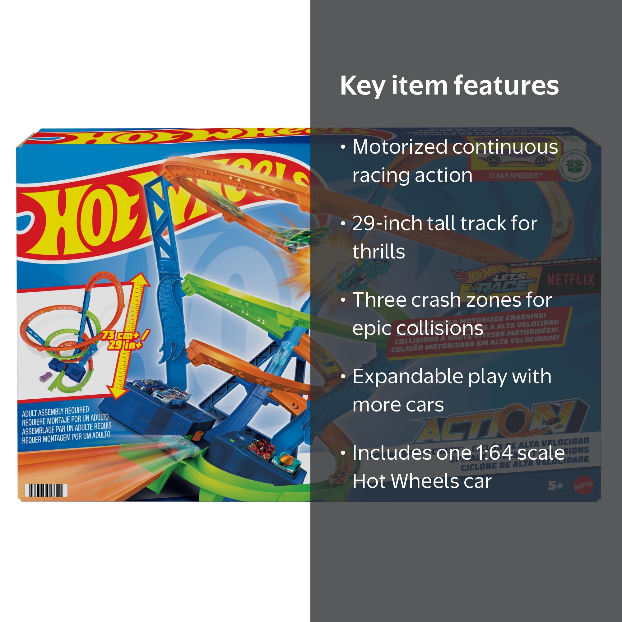 Hot Wheels Action Spiral Speed Race & Crash Track Set with