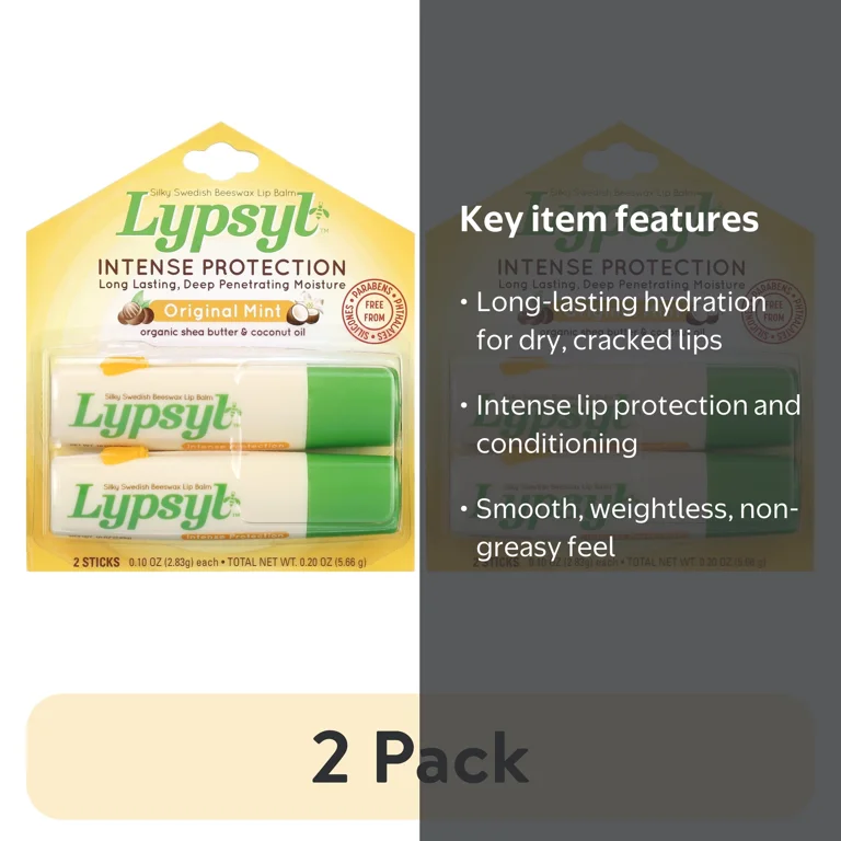2 pack) Lypsyl Original Mint Lip Balm, Intense Protection Lip